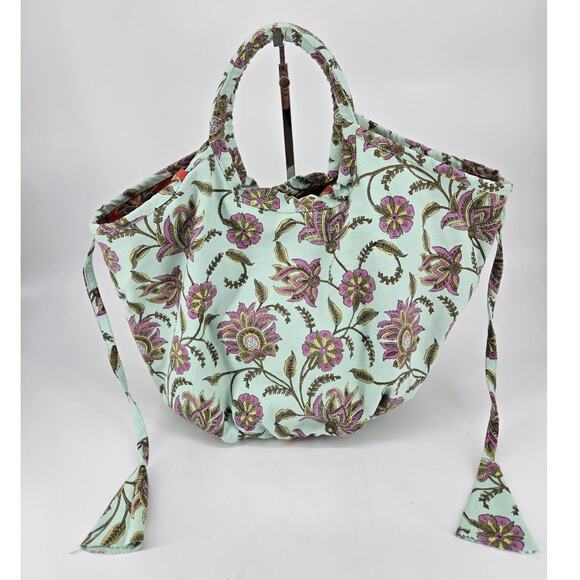 Roller Rabbit Boho Reversible Cottagecore Floral Canvas Shoulder Bag Tote Purse - Picture 1 of 13